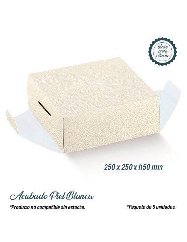 FONDO 250x250xh50mm HUEVO PIEL BLANCA PK(5u)Estuches sin Fondo