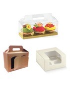 Cajas para cupcakes blancas con ventana o con acabado kraft.